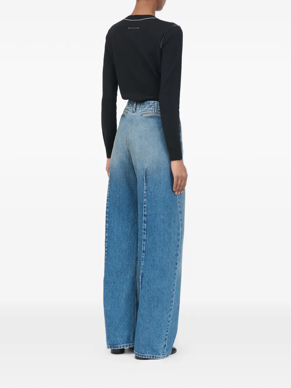 MM6 Maison Margiela Geplooide jeans met vervaagd effect Blauw