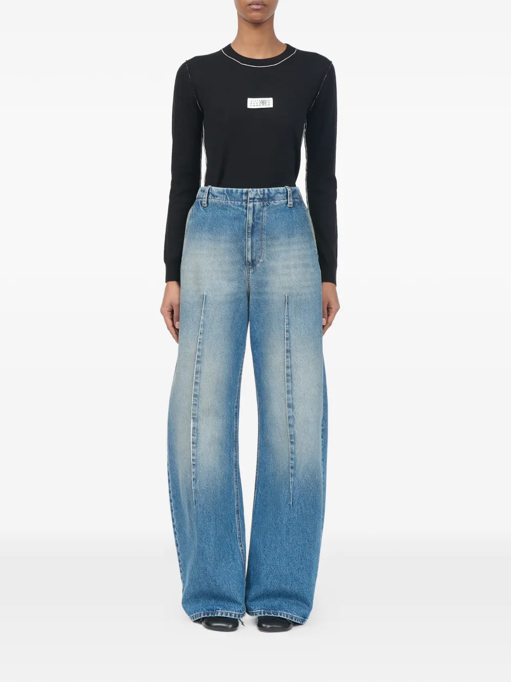 MM6 Maison Margiela Geplooide jeans met vervaagd effect Blauw