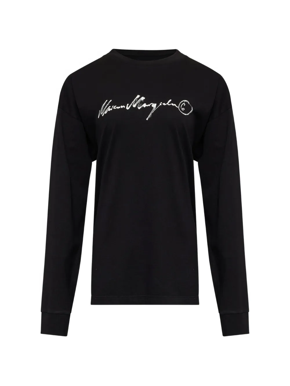 MM6 Maison Margiela long-sleeve overdyed handwritten-print T-shirt - Schwarz