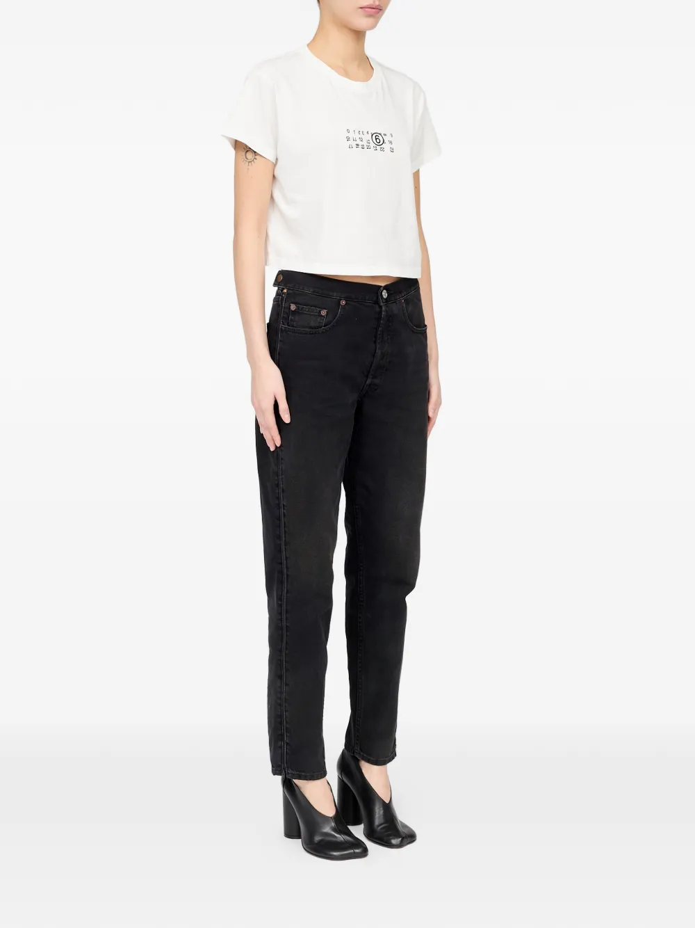 MM6 Maison Margiela Overgeverfd T-shirt met print Wit