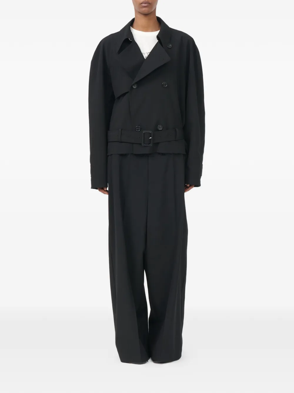 MM6 Maison Margiela Jack van wolmix met ceintuur Zwart