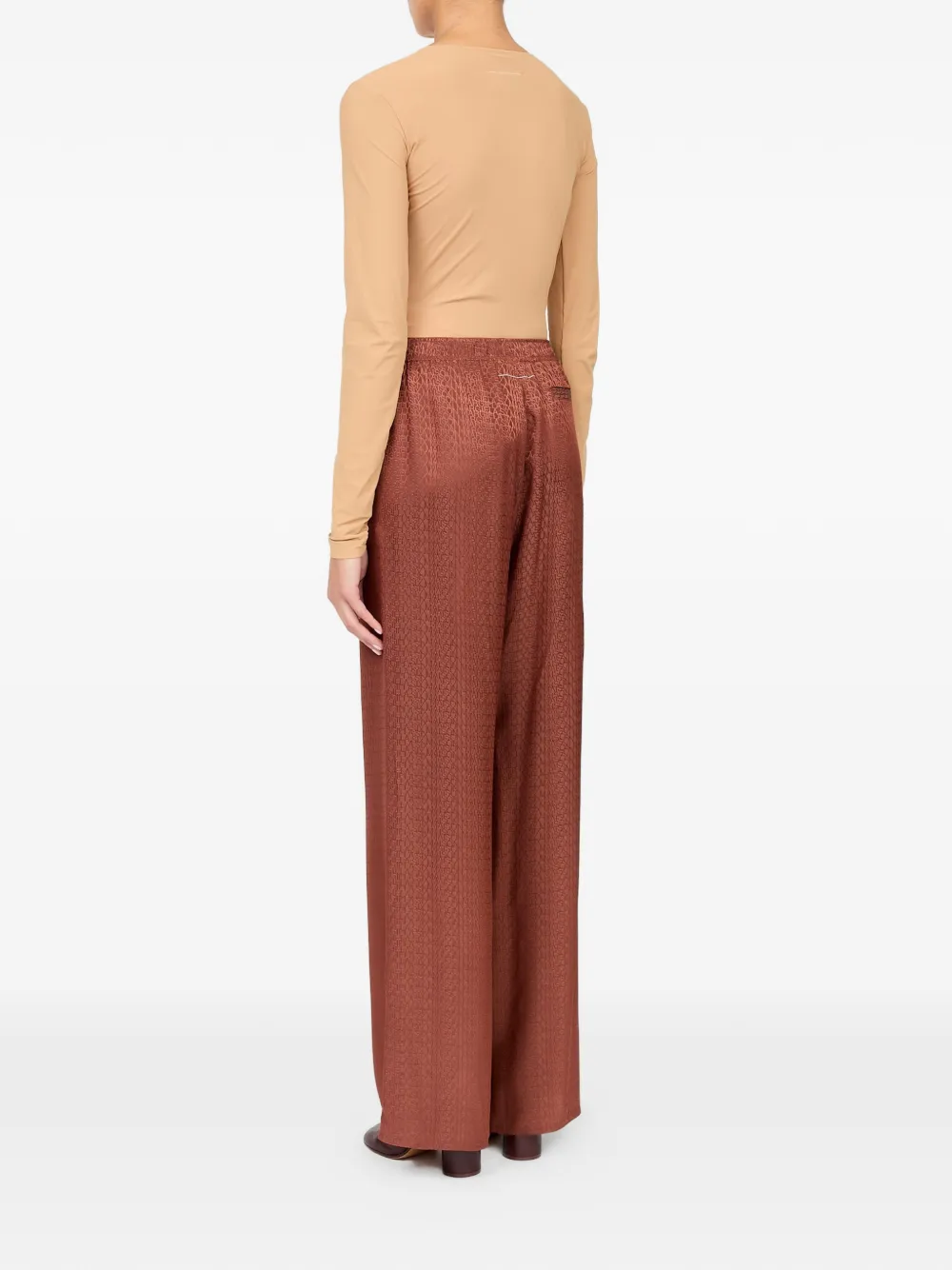 MM6 Maison Margiela Broek van viscosemix met jacquard Bruin