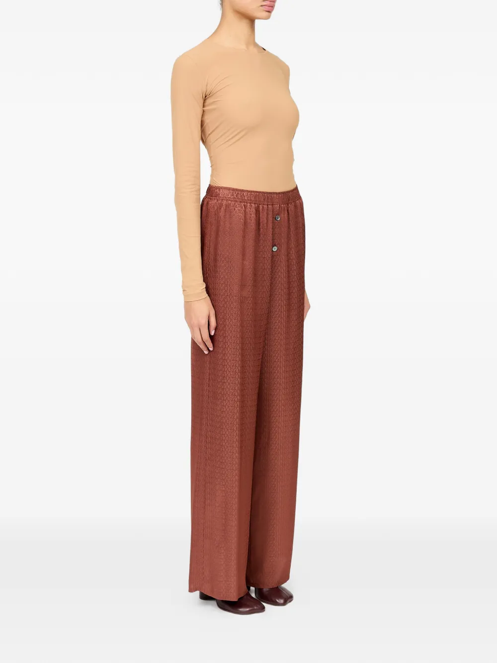 MM6 Maison Margiela Broek van viscosemix met jacquard Bruin