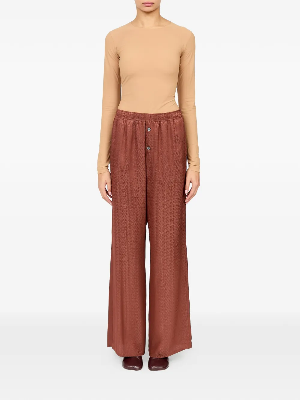 MM6 Maison Margiela Broek van viscosemix met jacquard Bruin
