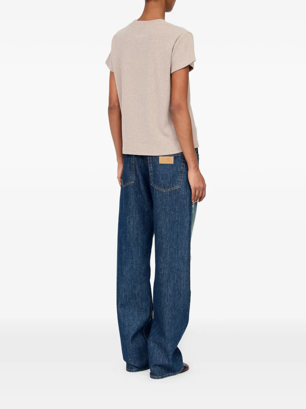 MM6 Maison Margiela Ribgebreid T-shirt van wolblend Beige