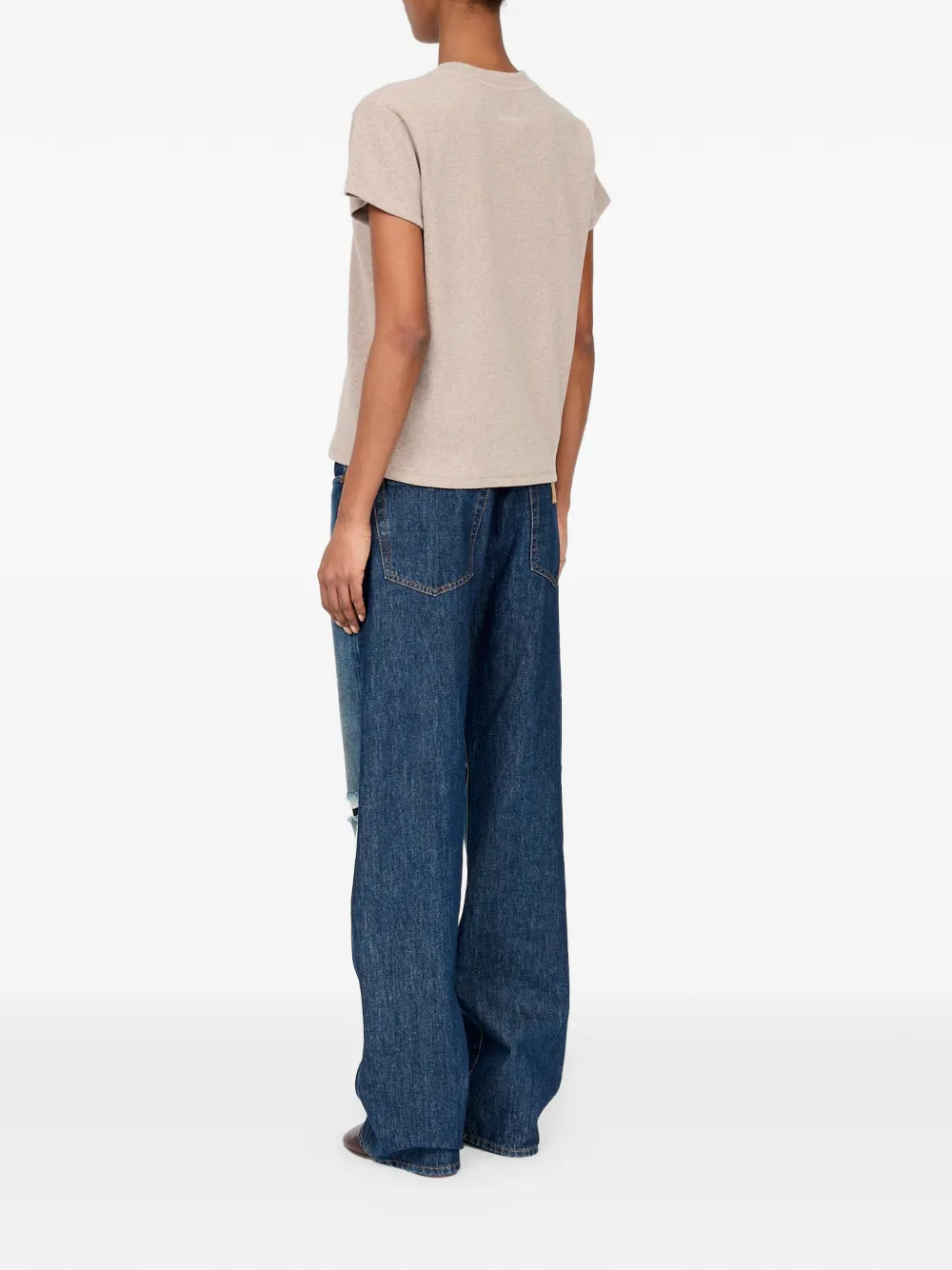 MM6 Maison Margiela Ribgebreid T-shirt van wolblend Beige