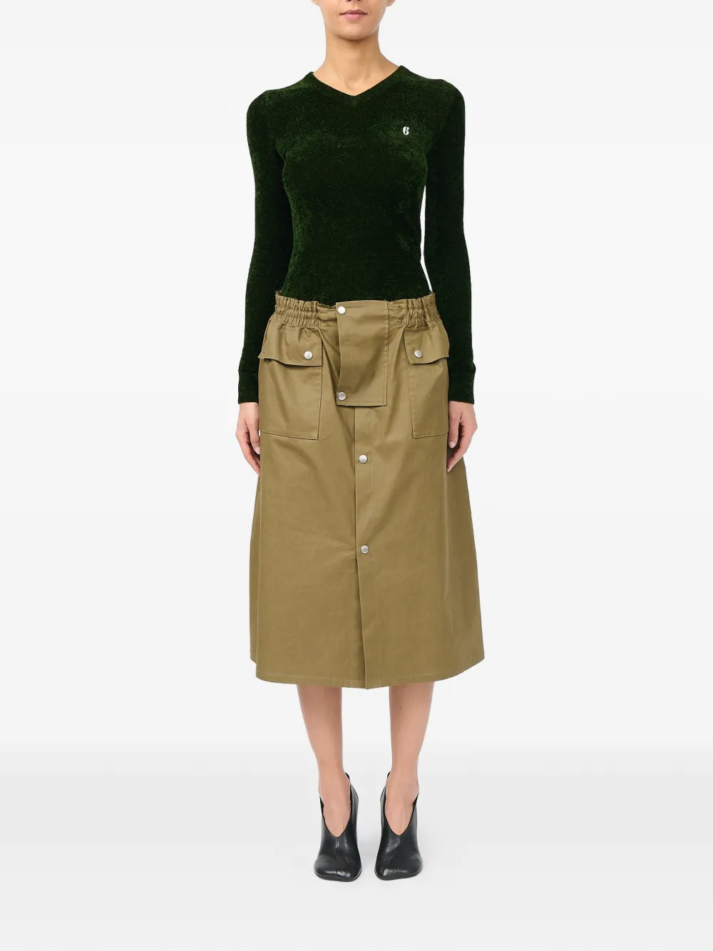 MM6 Maison Margiela Midi-rok met trekkoord Groen