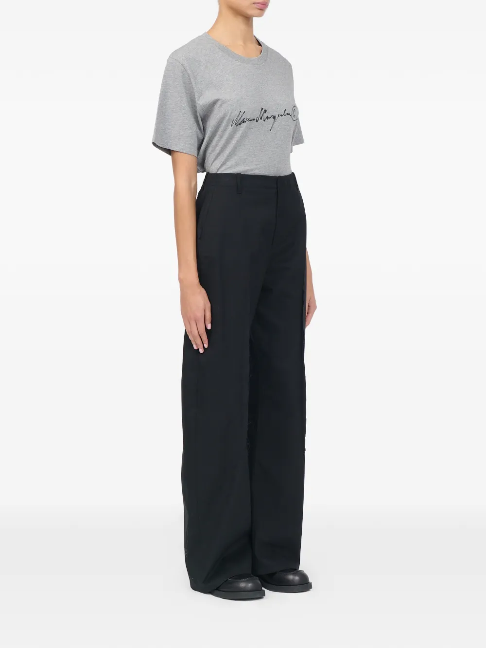 MM6 Maison Margiela Broek met wijde pijpen Zwart