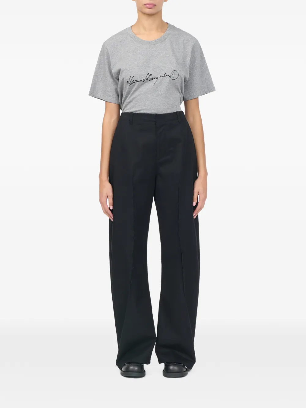 MM6 Maison Margiela Broek met wijde pijpen Zwart