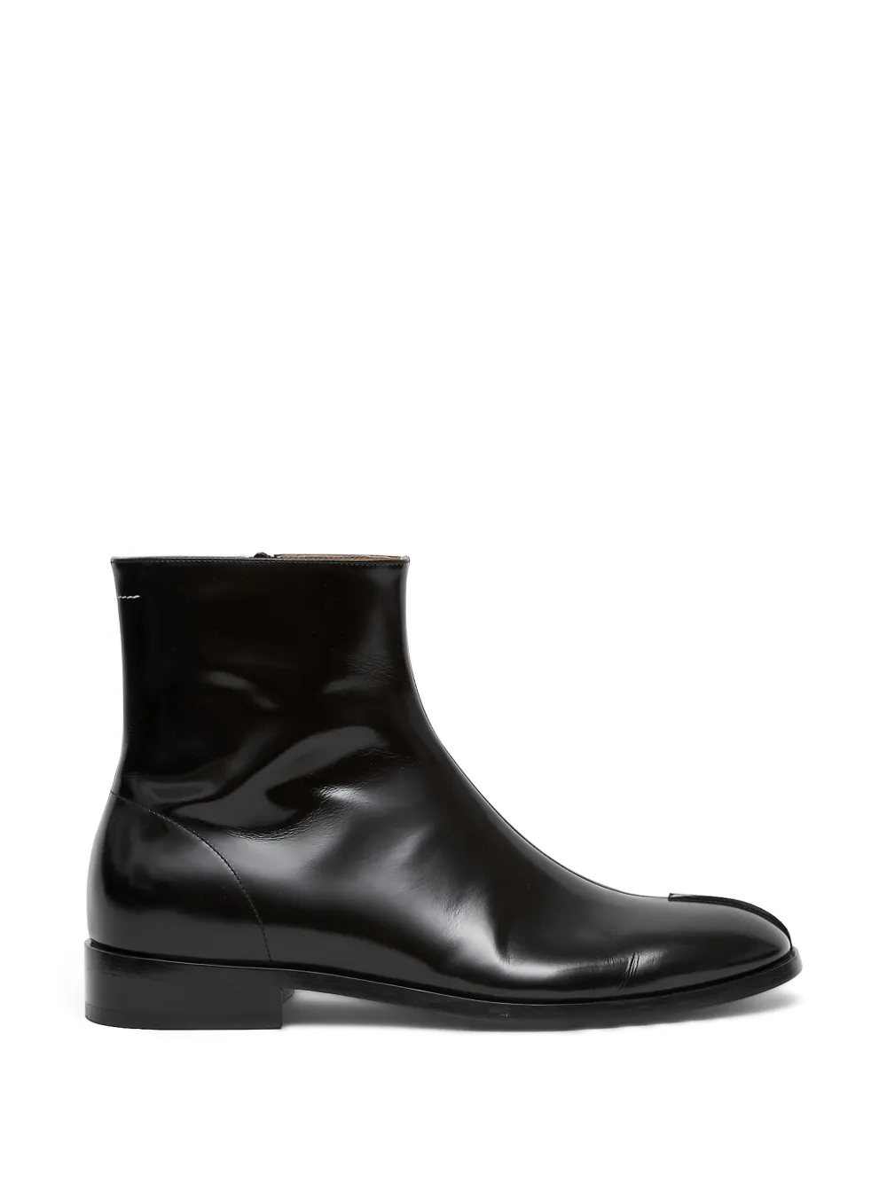 MM6 Maison Margiela polished leather ankle boots Zwart
