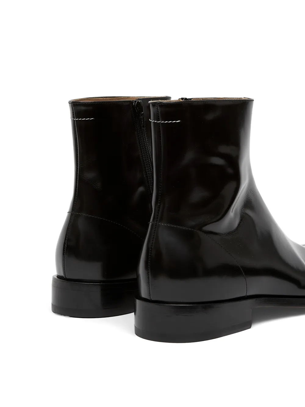 MM6 Maison Margiela polished leather ankle boots Zwart