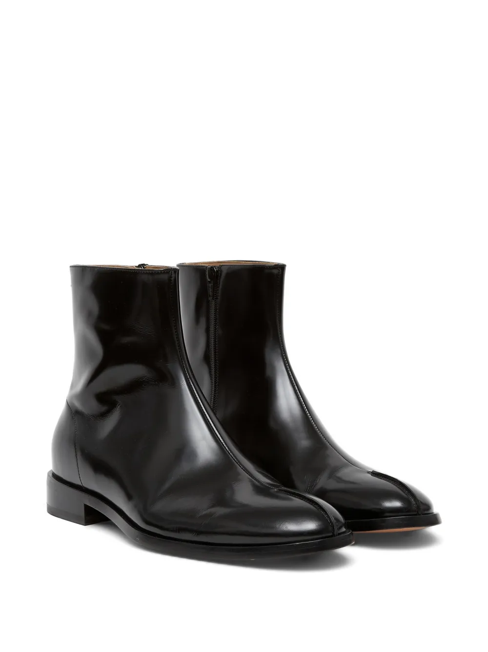 MM6 Maison Margiela polished leather ankle boots Zwart
