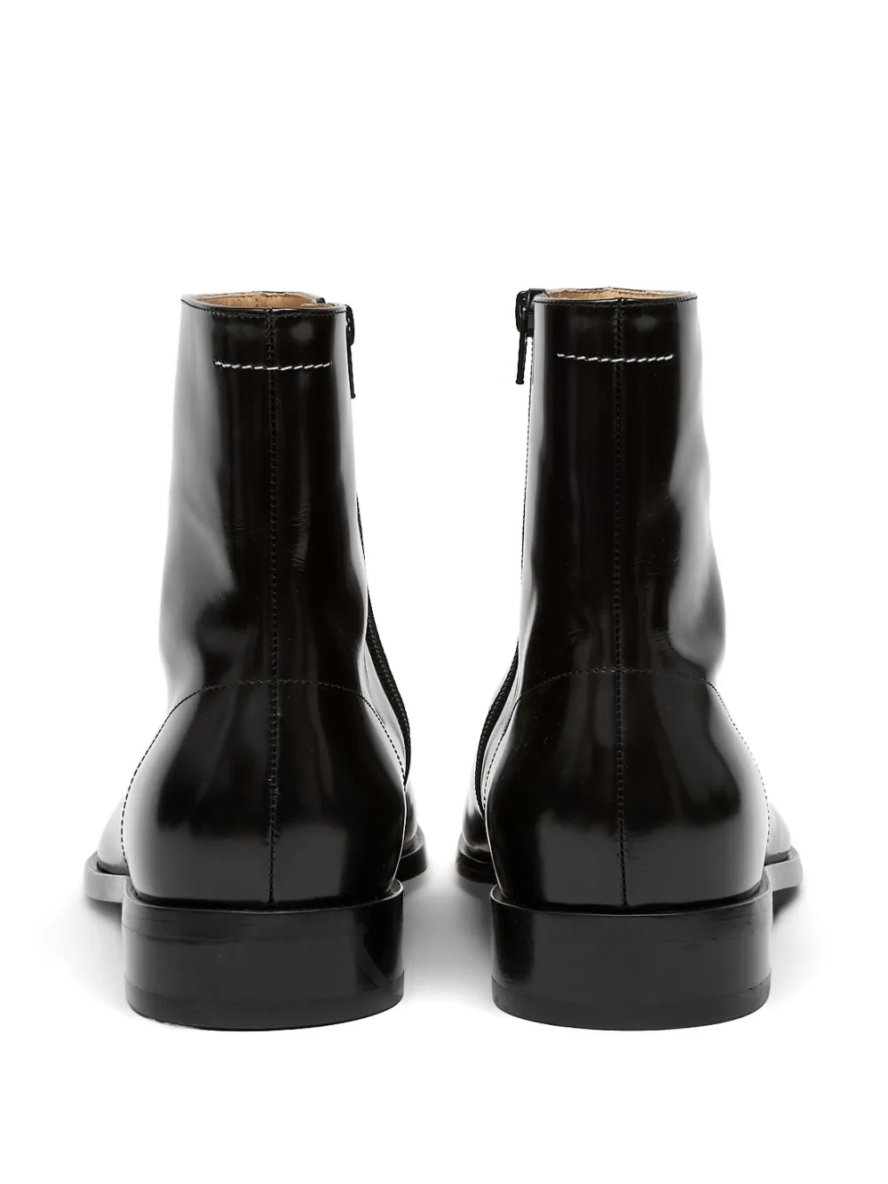 MM6 Maison Margiela polished leather ankle boots Zwart