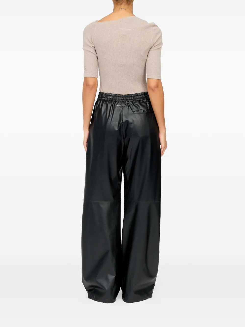 MM6 Maison Margiela Light Pleather broek met wijde pijpen Zwart