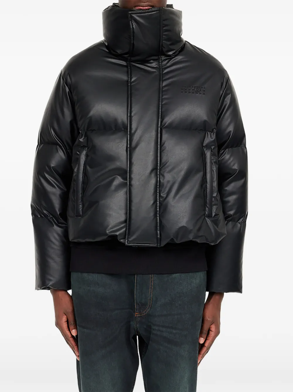 MM6 Maison Margiela Gewatteerd jack van imitatieleer Zwart