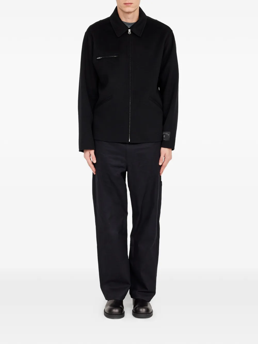 MM6 Maison Margiela Wollen jack met dubbele rij knopen en rits Zwart