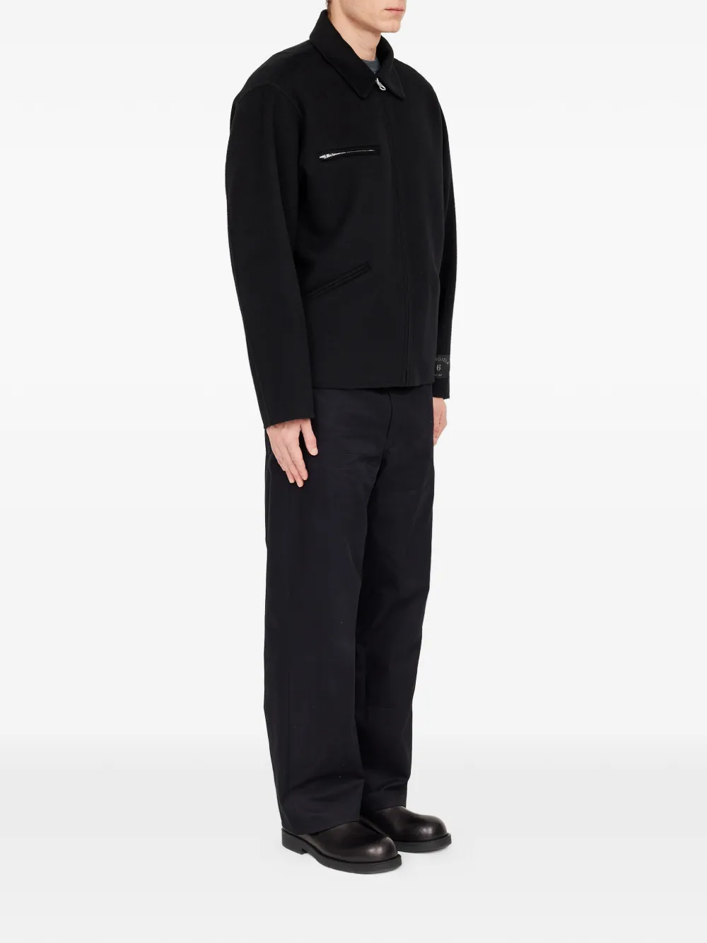 MM6 Maison Margiela double-faced Wool Zip Jacket | Black | FARFETCH