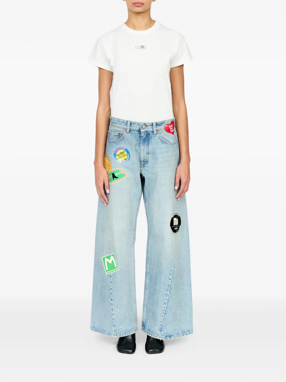 MM6 Maison Margiela Jeans met wijde pijpen Blauw