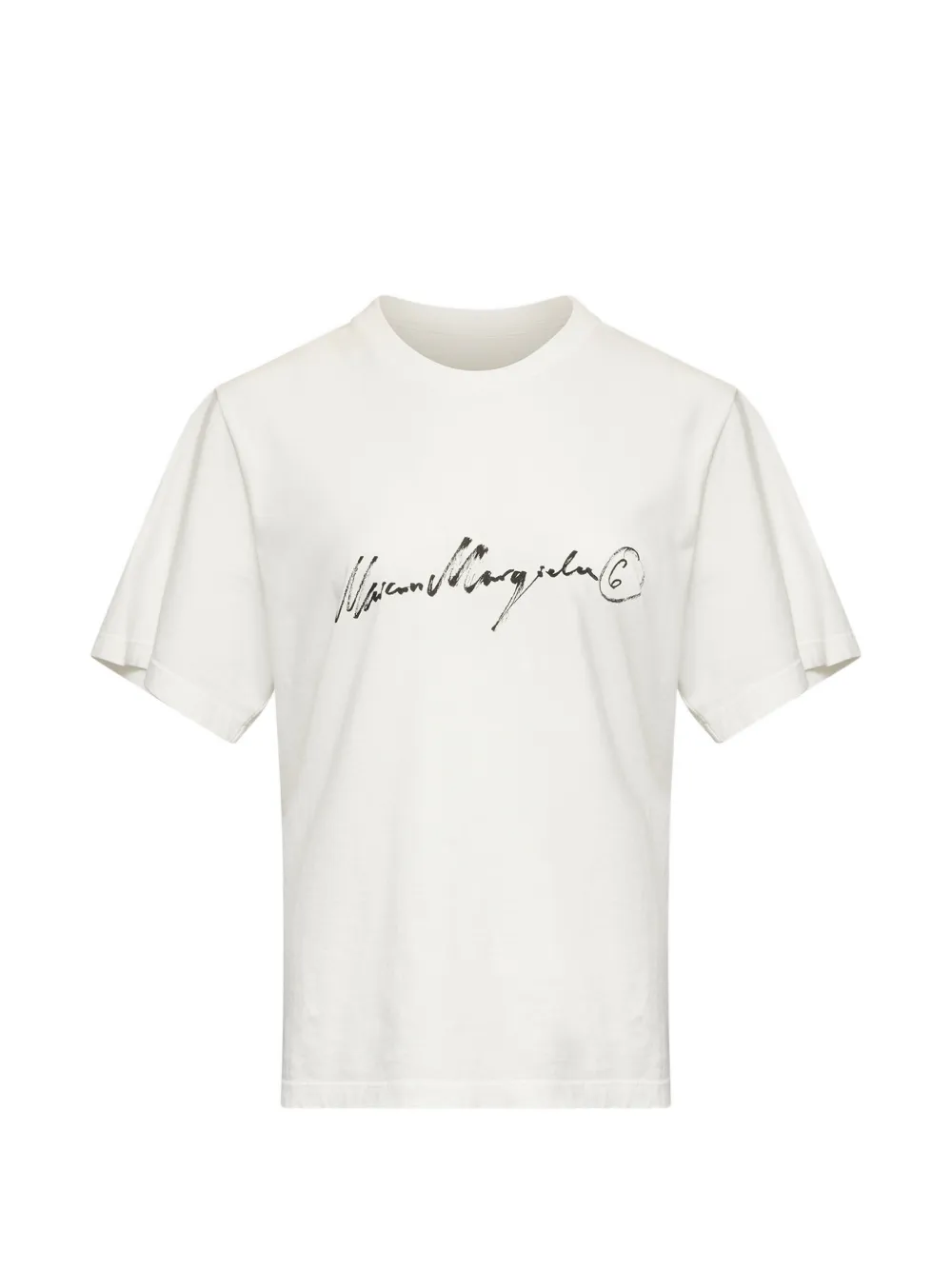 MM6 Maison Margiela overdyed handwritten-print T-shirt - Weiß