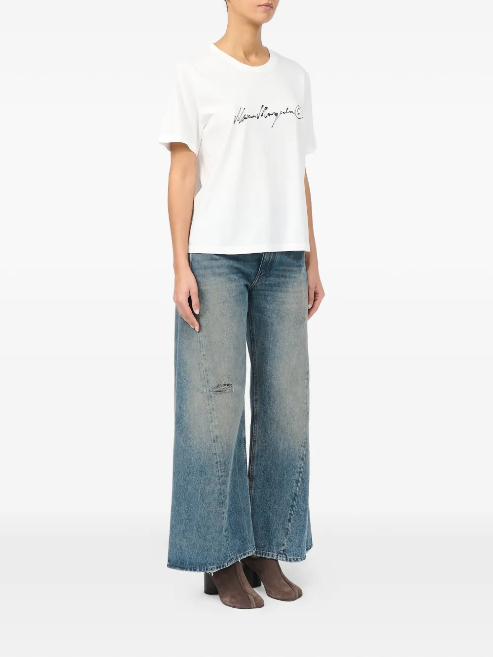 MM6 Maison Margiela Overgeverfd T-shirt met print Wit