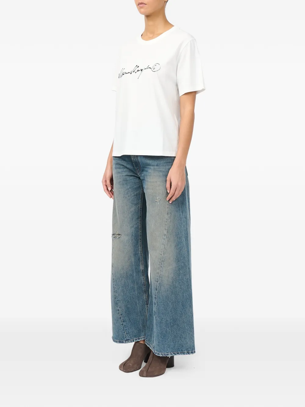 MM6 Maison Margiela Overgeverfd T-shirt met print Wit