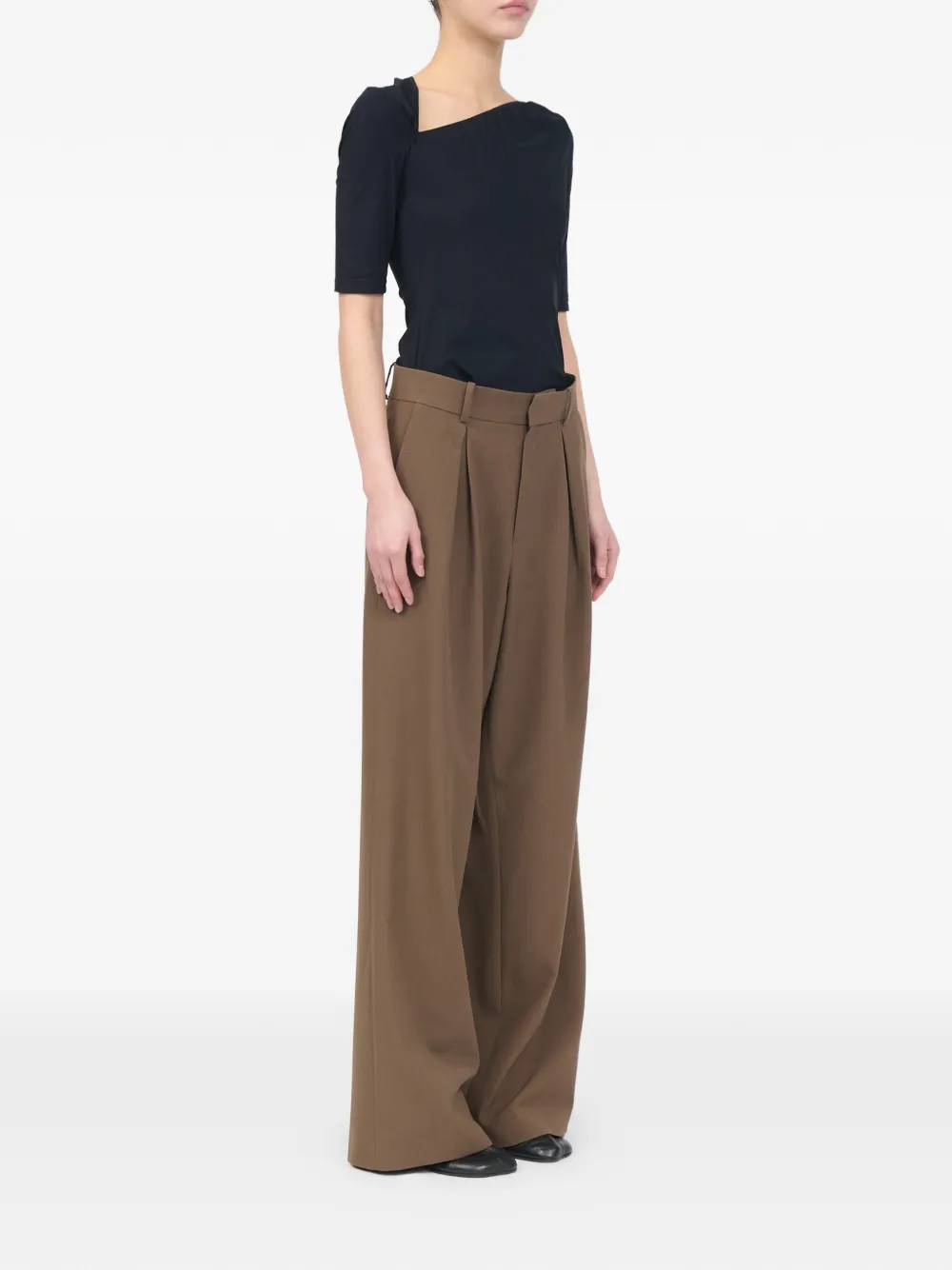 MM6 Maison Margiela Mannequin Label plooibroek van wolblend Bruin