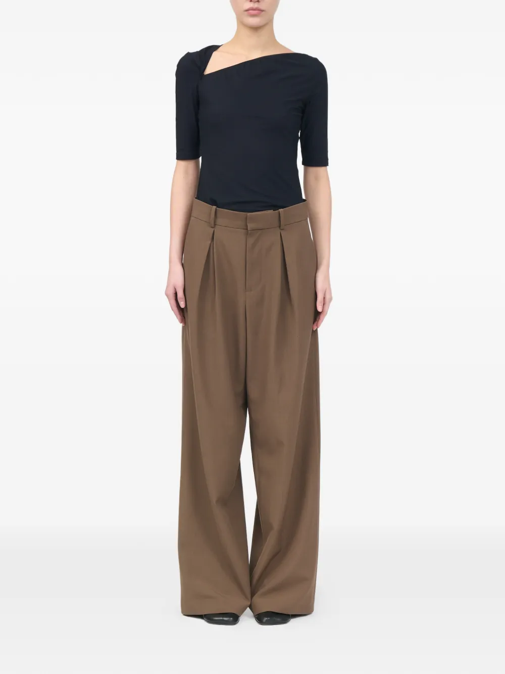 MM6 Maison Margiela Mannequin Label plooibroek van wolblend Bruin