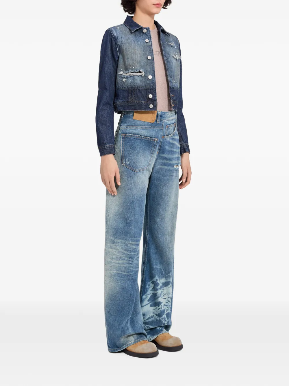 MM6 Maison Margiela Jeans met wijde pijpen Blauw