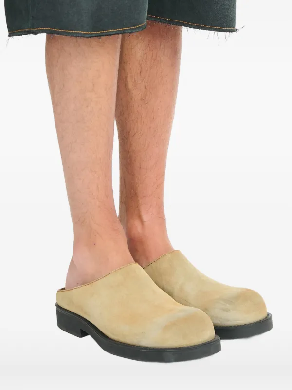 MM6 Maison Margiela Biker Washed Suede Mules | Neutrals | FARFETCH