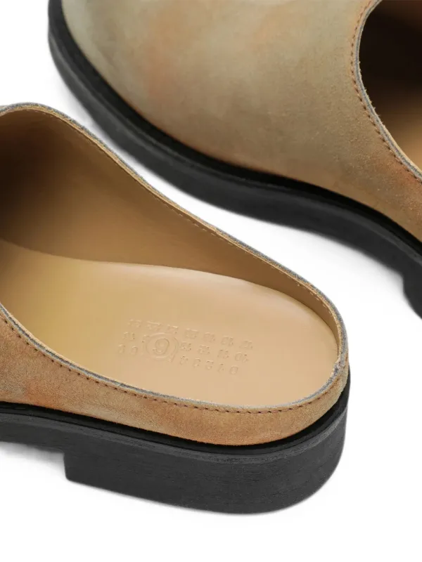 MM6 Maison Margiela Biker Washed Suede Mules | Neutrals | FARFETCH