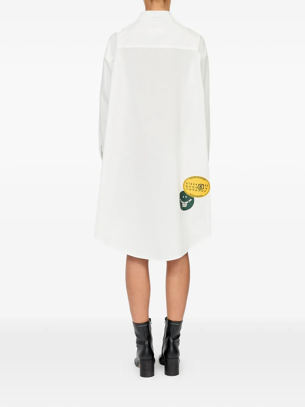 MM6 Maison Margiela Katoenen popeline jurk met stickerprint Wit
