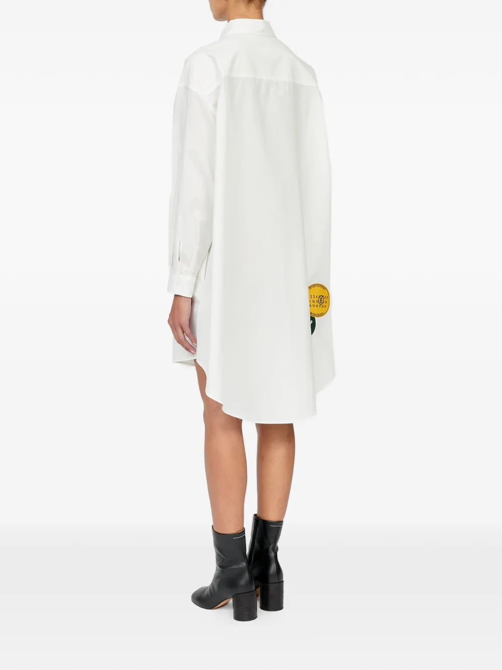 MM6 Maison Margiela Katoenen popeline jurk met stickerprint Wit