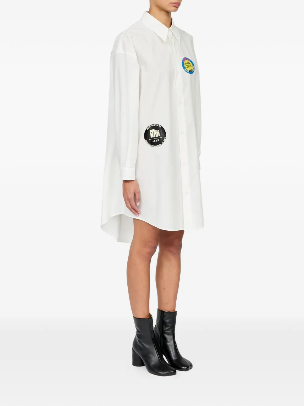 MM6 Maison Margiela Katoenen popeline jurk met stickerprint Wit