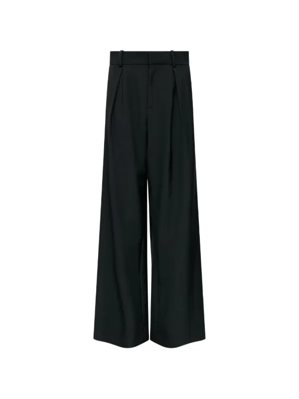 MM6 Maison Margiela Mannequin Label Wool Blend Pleated Trousers in Black