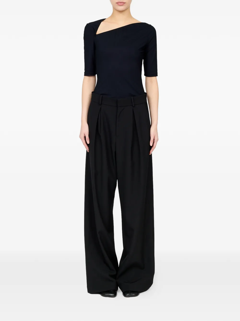 MM6 Maison Margiela Plooibroek met mannequin label van wolmix Zwart