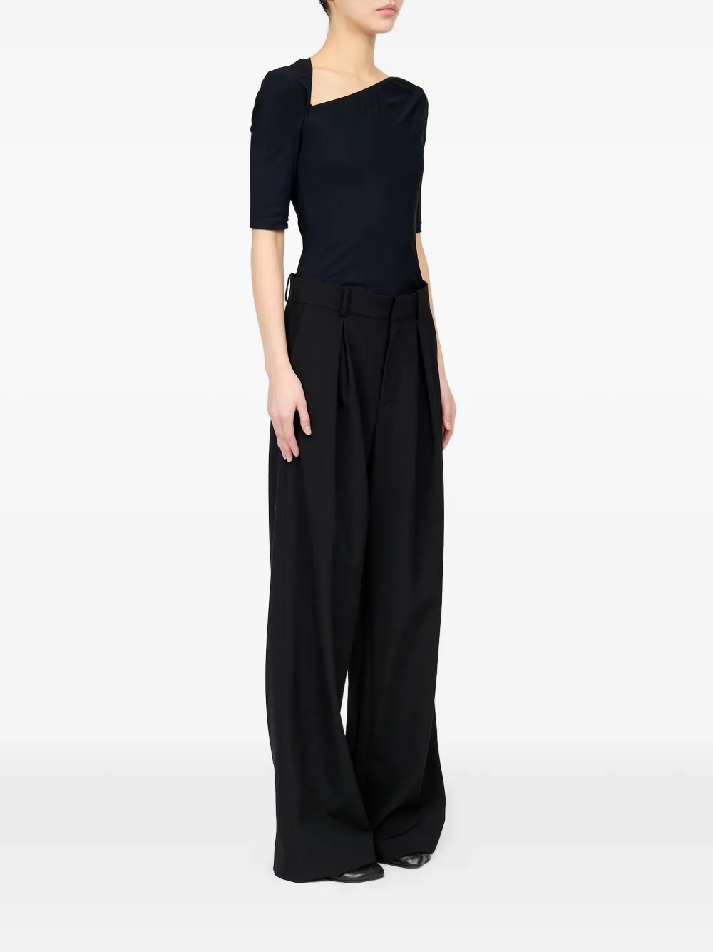 MM6 Maison Margiela Plooibroek met mannequin label van wolmix Zwart