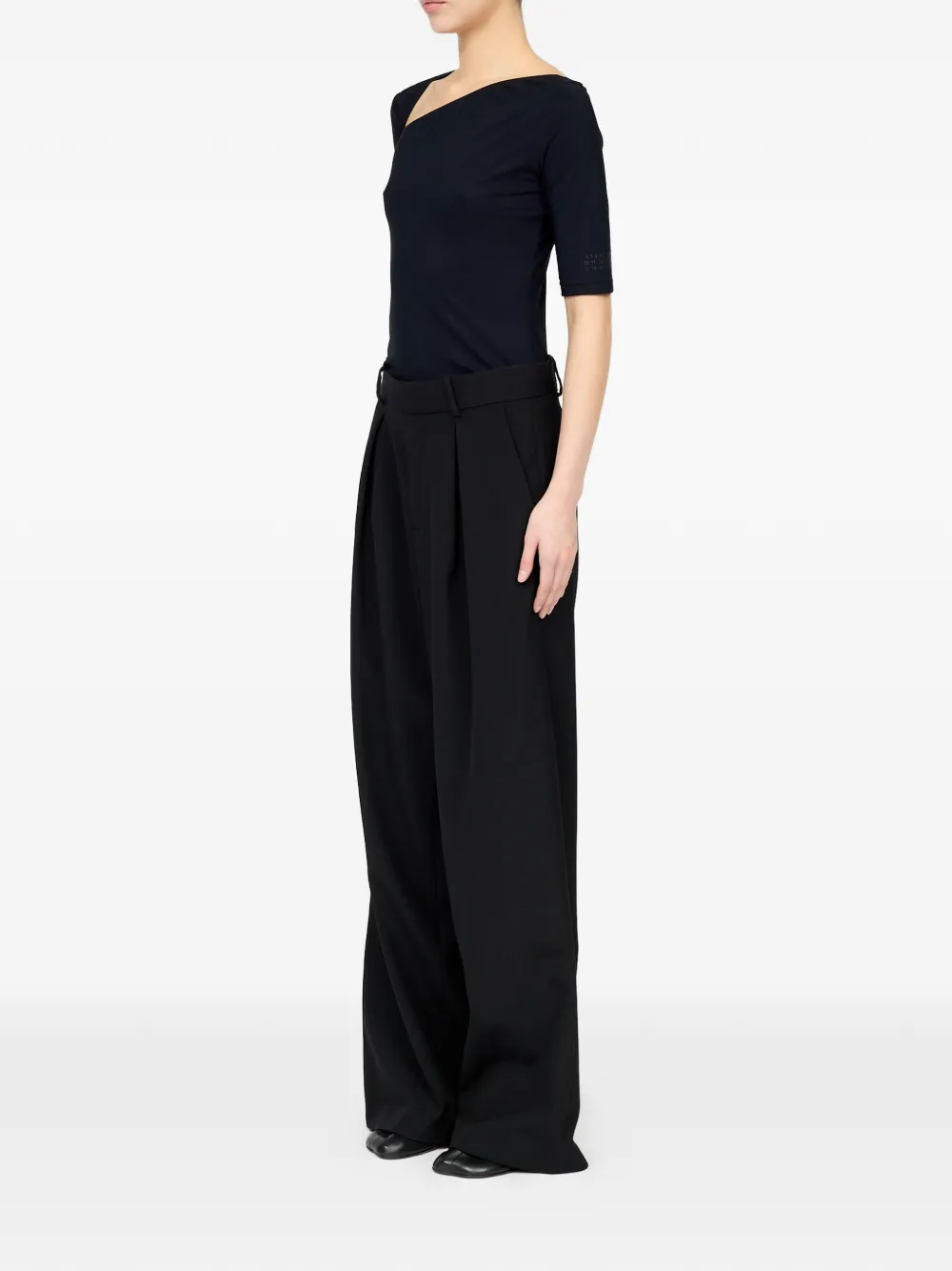 MM6 Maison Margiela Plooibroek met mannequin label van wolmix Zwart