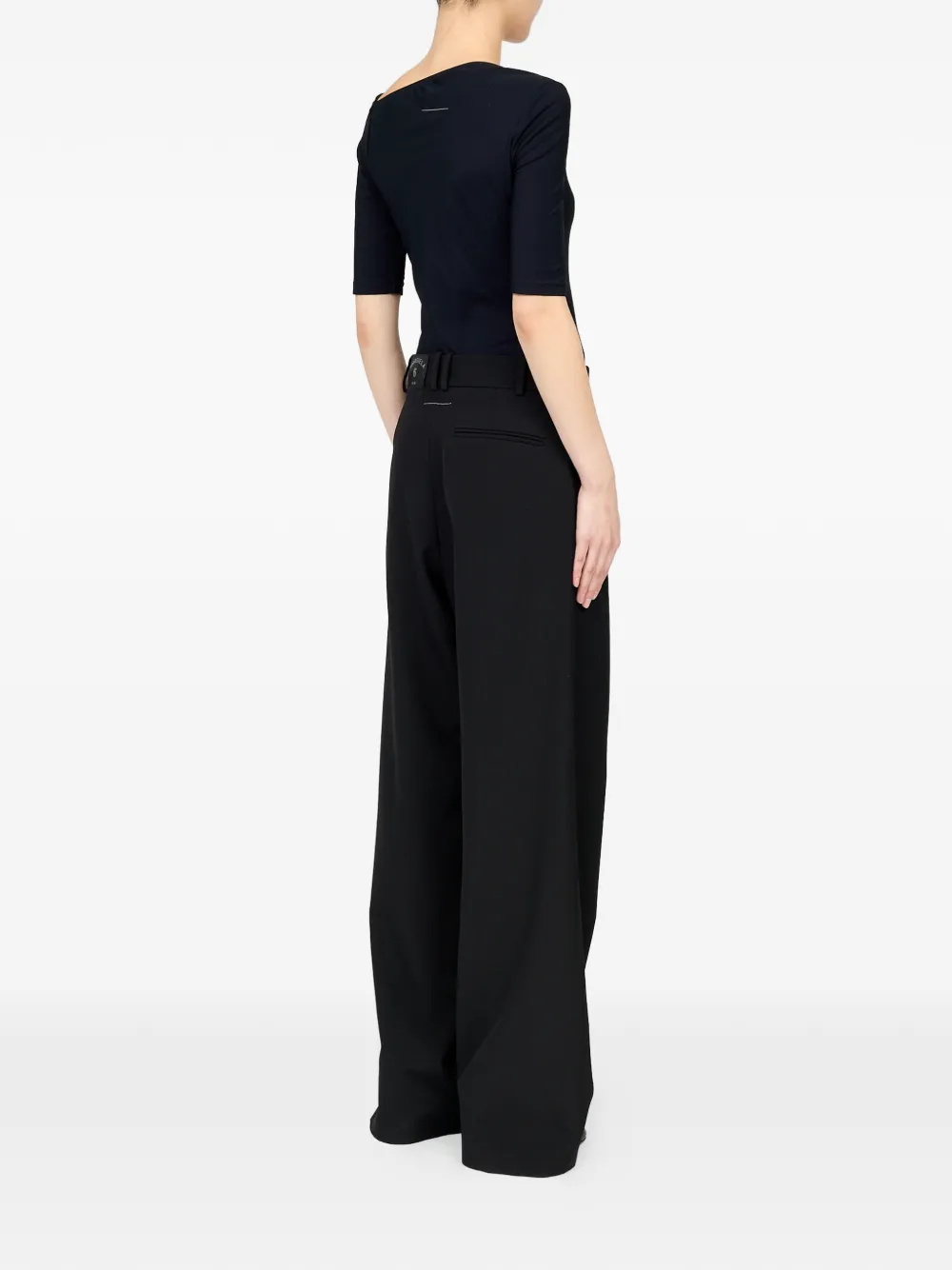 MM6 Maison Margiela Plooibroek met mannequin label van wolmix Zwart