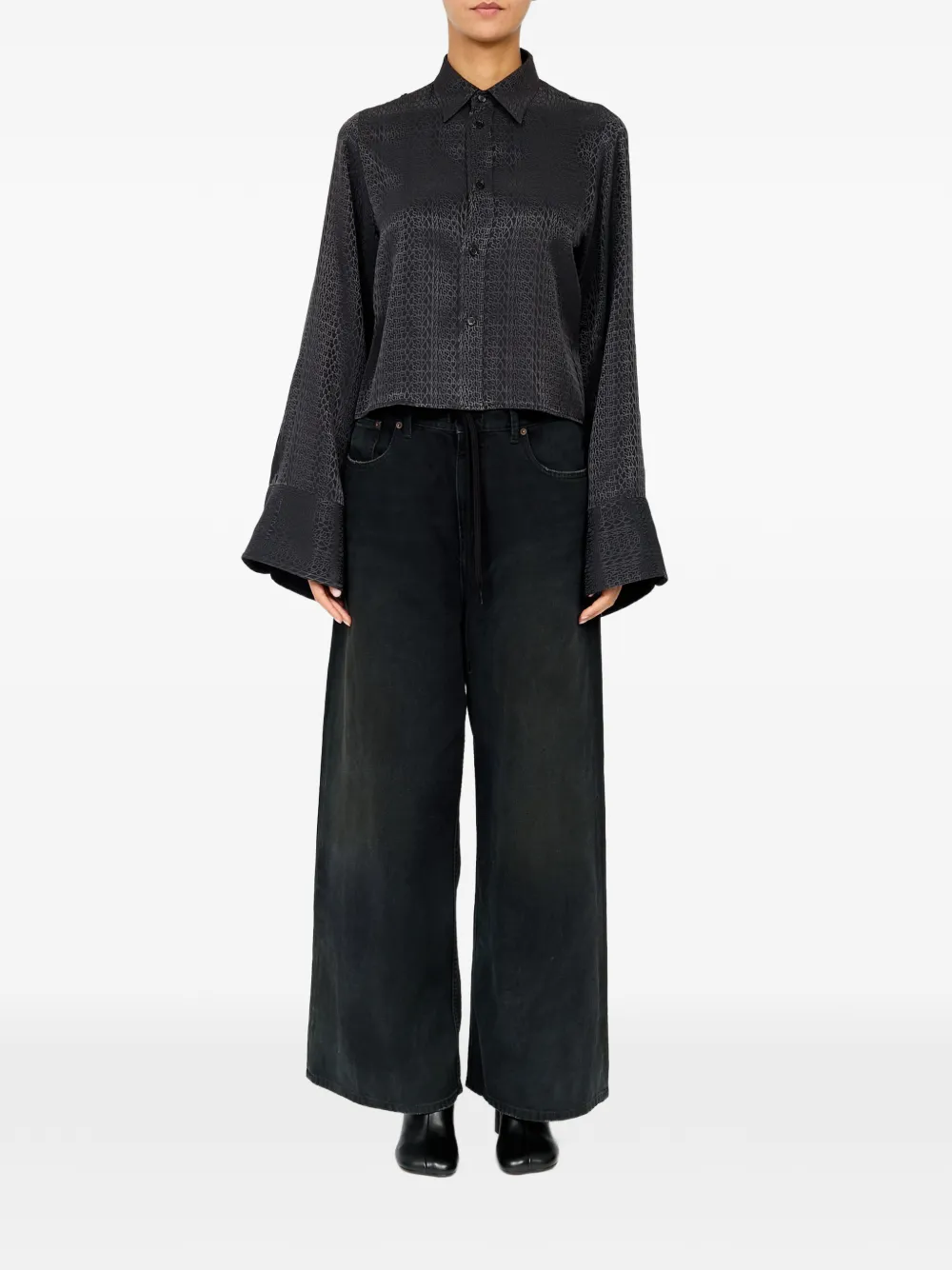 MM6 Maison Margiela Blouse van viscosemix met jacquard Zwart