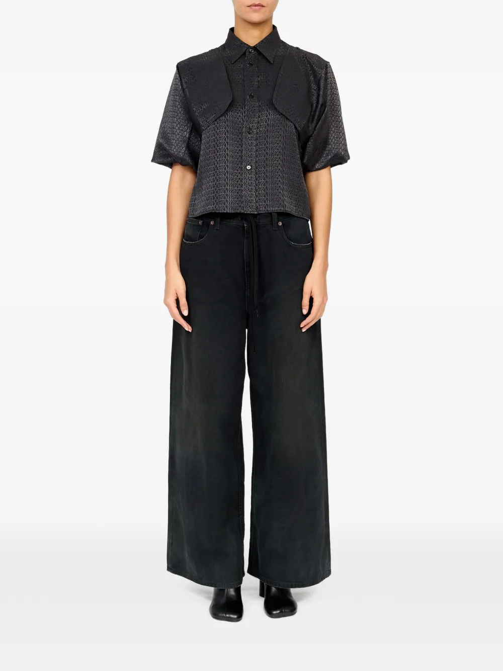 MM6 Maison Margiela Blouse van viscosemix met jacquard Zwart