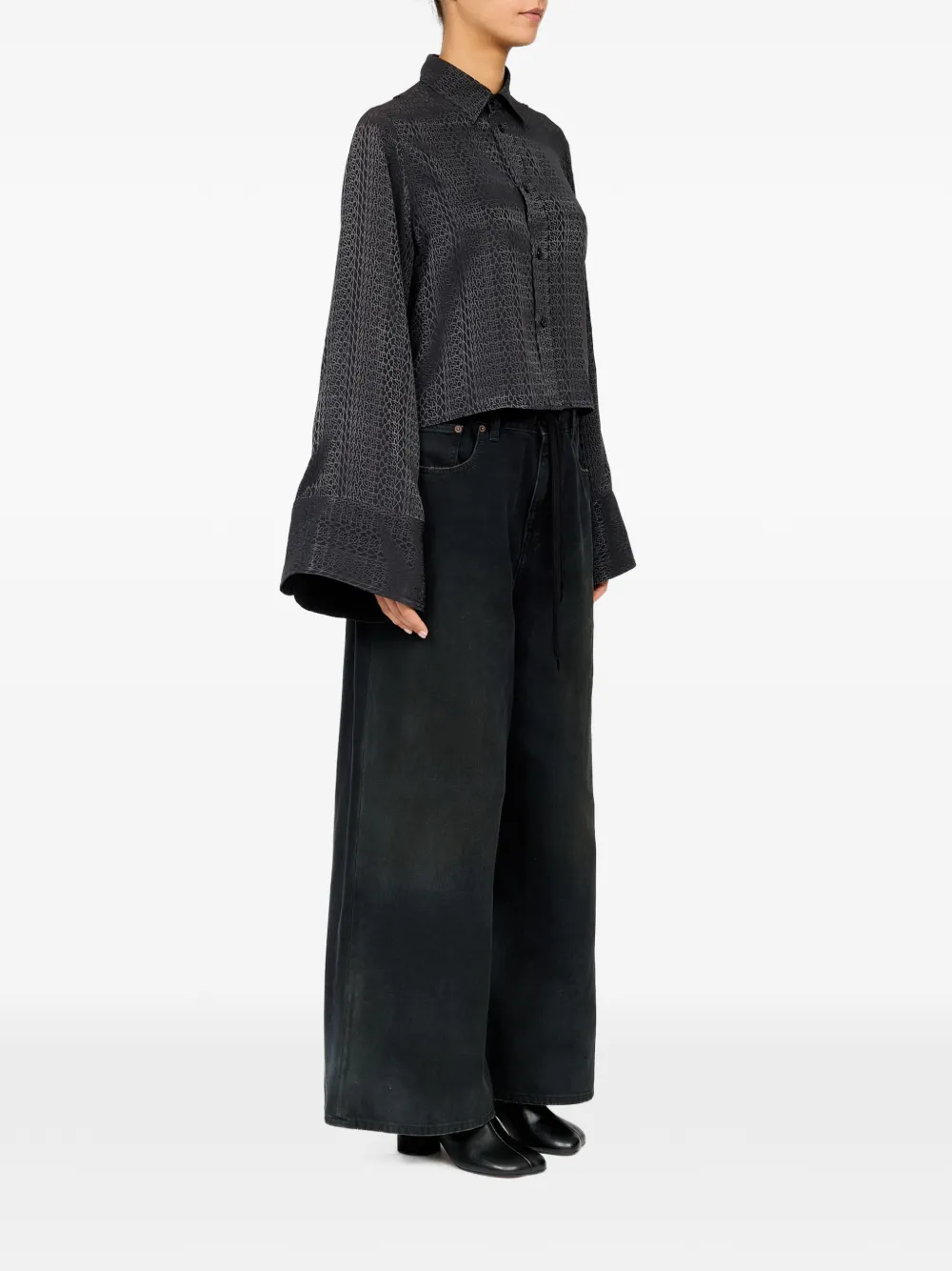 MM6 Maison Margiela Blouse van viscosemix met jacquard Zwart