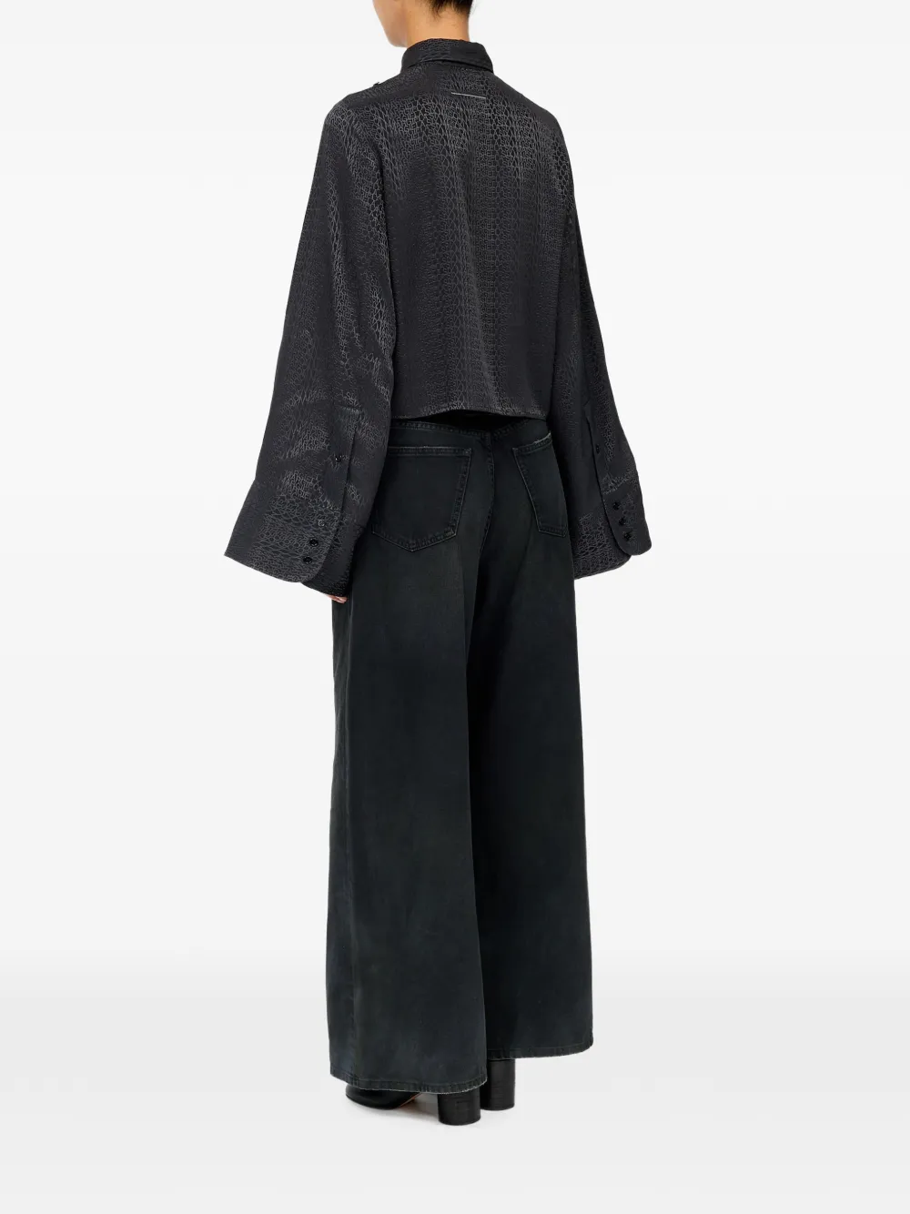 MM6 Maison Margiela Blouse van viscosemix met jacquard Zwart