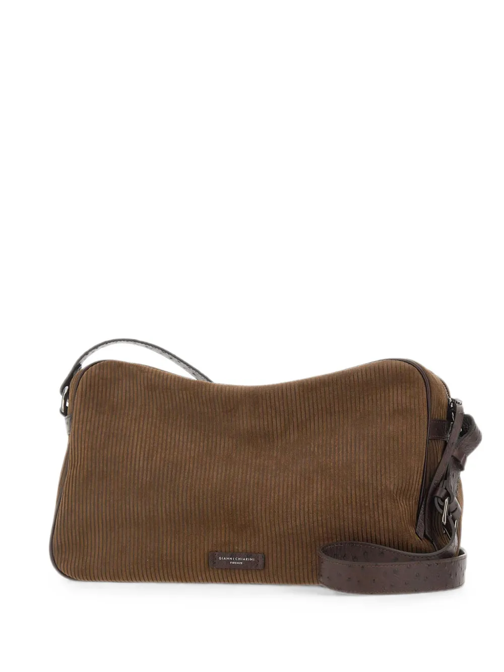 GIANNI CHIARINI Cora ribbed suede shoulder bag - Marrone