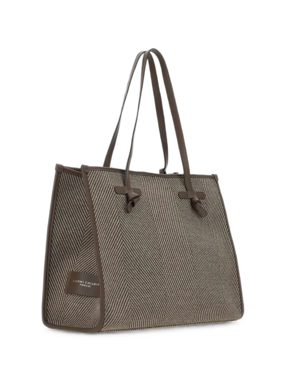 Marcella Club Marcella Herringbone-pattern Tote Bag In Brown