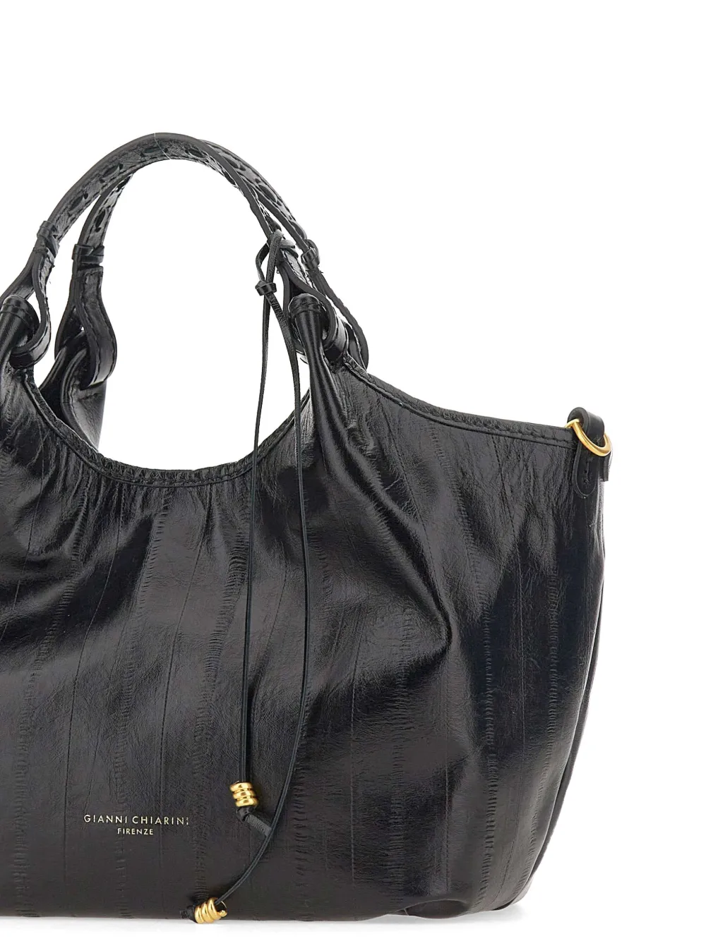 GIANNI CHIARINI Dua leren shopper met paling-effect Zwart