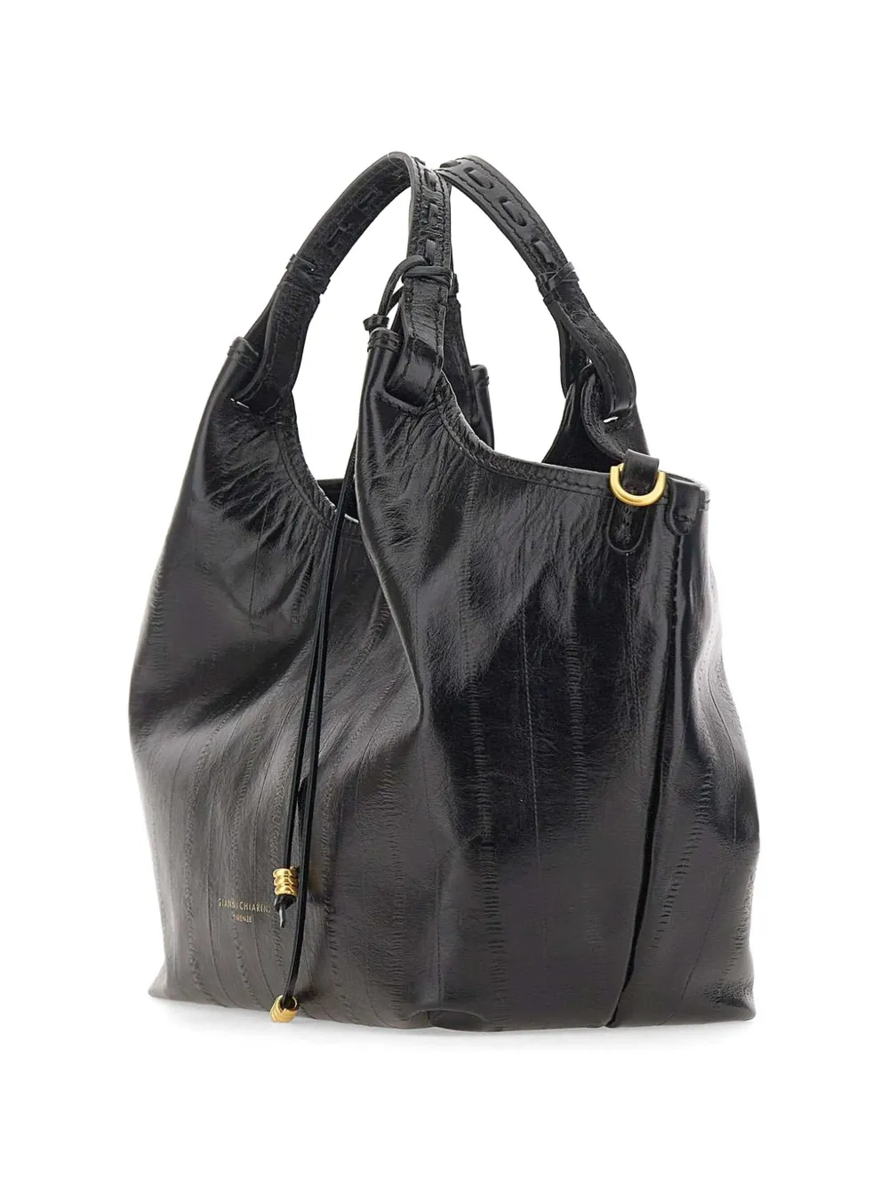 GIANNI CHIARINI Dua leren shopper met paling-effect Zwart