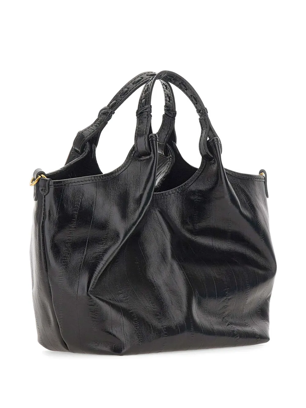 GIANNI CHIARINI Dua leren shopper met paling-effect Zwart