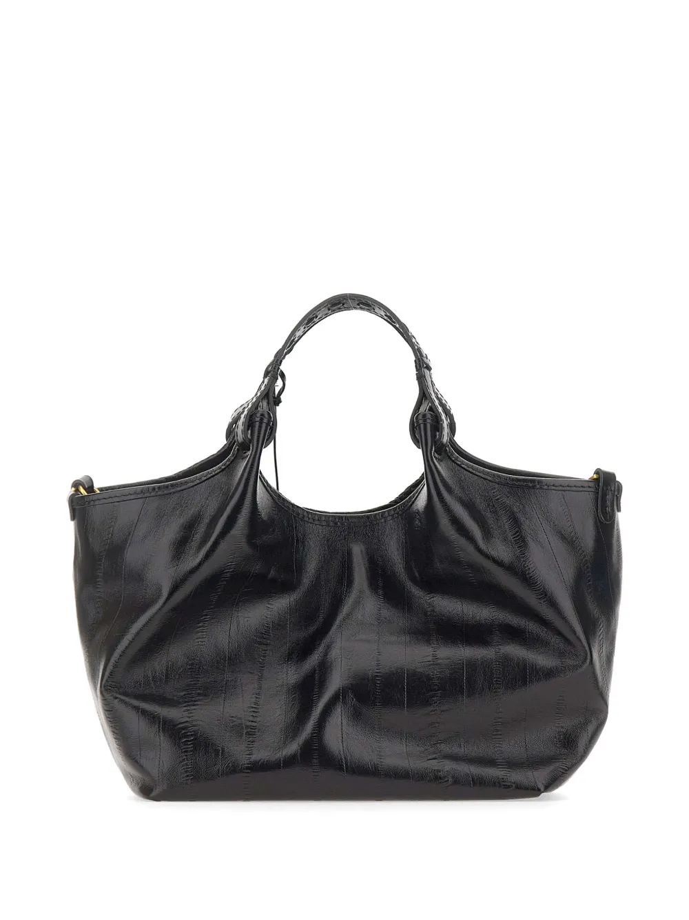 GIANNI CHIARINI Dua leren shopper met paling-effect Zwart