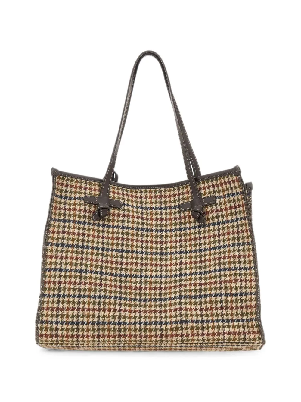 GIANNI CHIARINI Marcella houndstooth tote bag - Toni neutri