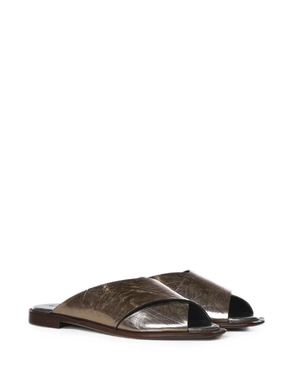Giuliano Galiano crinkled-effect crossover-strap sandals Geel